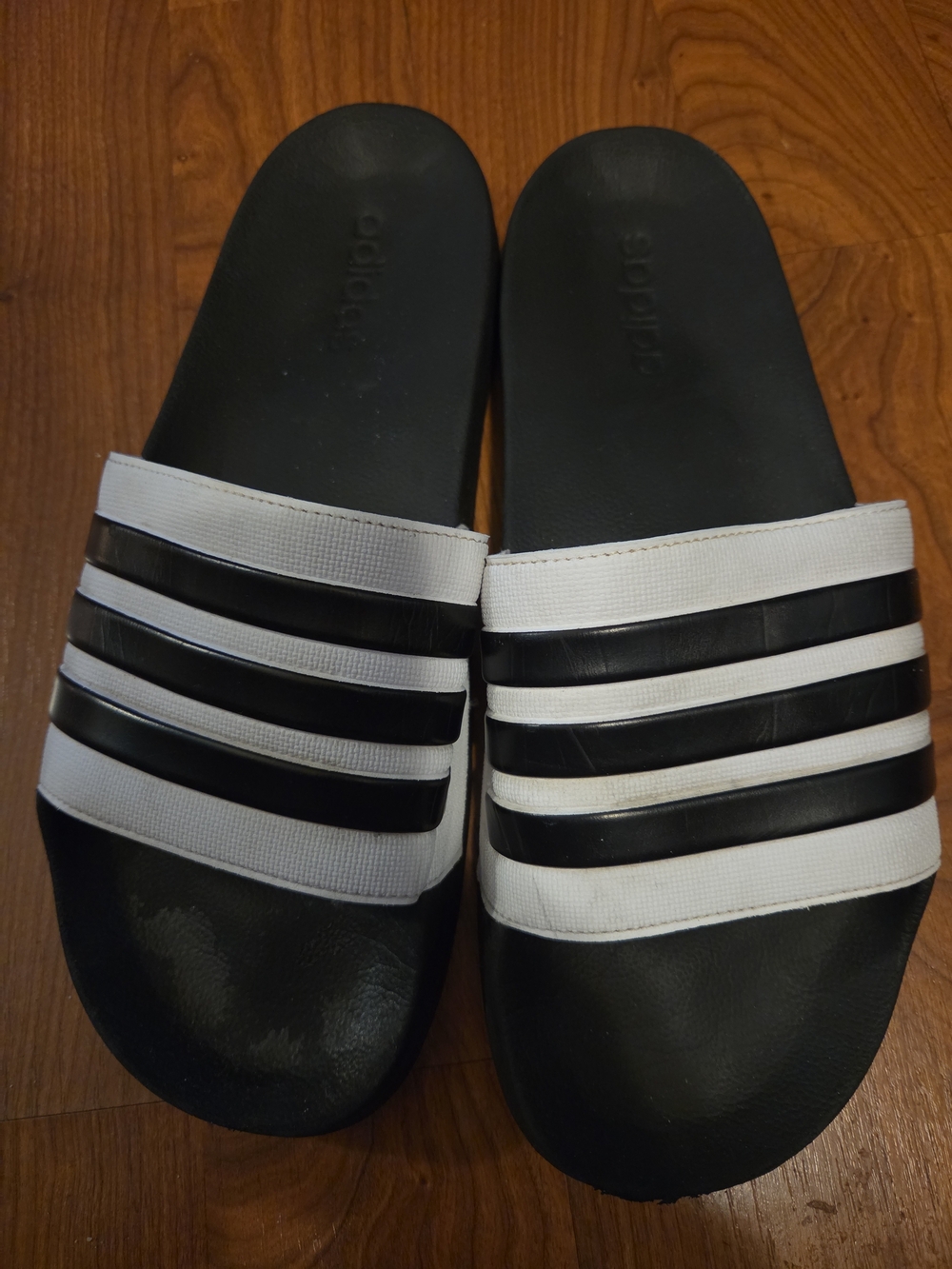 Adidas Men’s Black & White Size 13  Slide Sandals - Picture 7 of 11